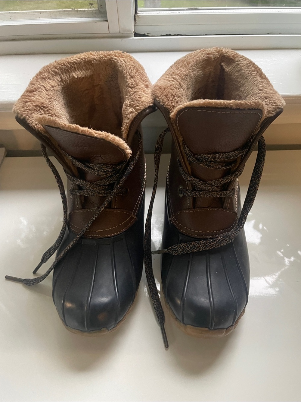 Sporto Brown and Black Womens Insulated Rain Snow Boots
